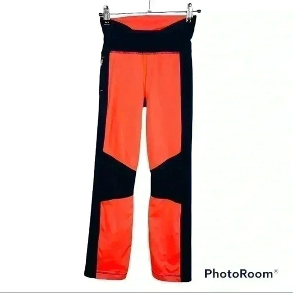 lululemon athletica Pants - Lululemon Athletica Cropped Leggings, Orange and Navy Blue